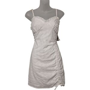 White Medium Eyelet Smocked Back Lined Cotton Dress Cottagecore Fairy NWT